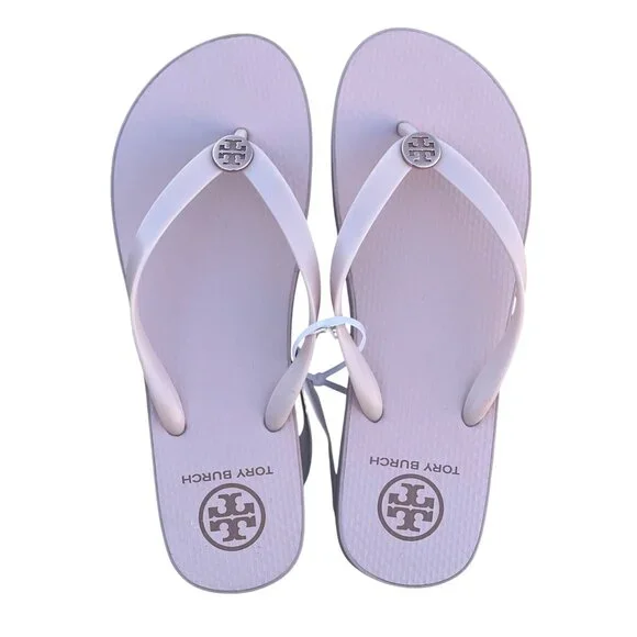 Tory Burch Wedge Flip Flops Sandals Seashell Pink Size 11 - Picture 2 of 16
